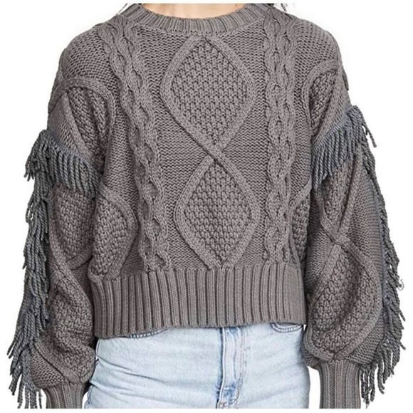 Line & Dot Jasper Fringe Sweater - Charcoal Small - Picture 3 of 9